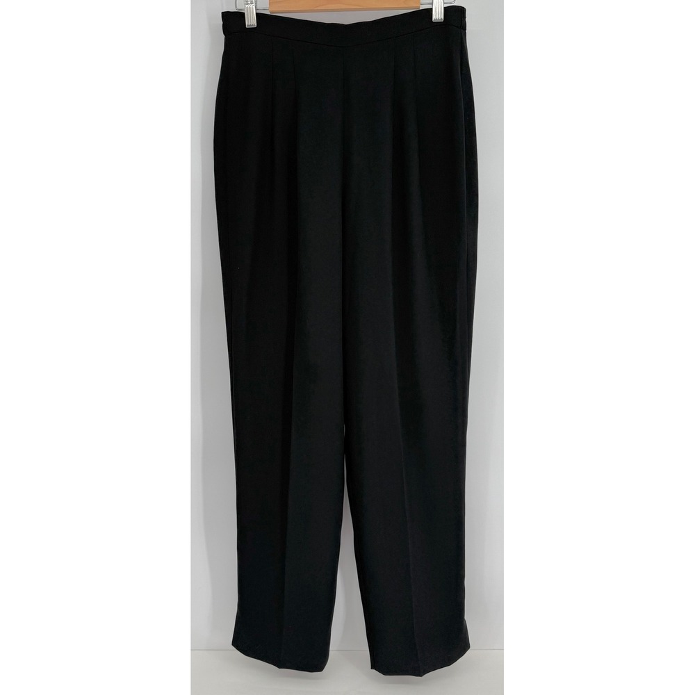 David Warren Black Pleated High Waist Straight Leg Dress Pants Womens‎ Sz 8